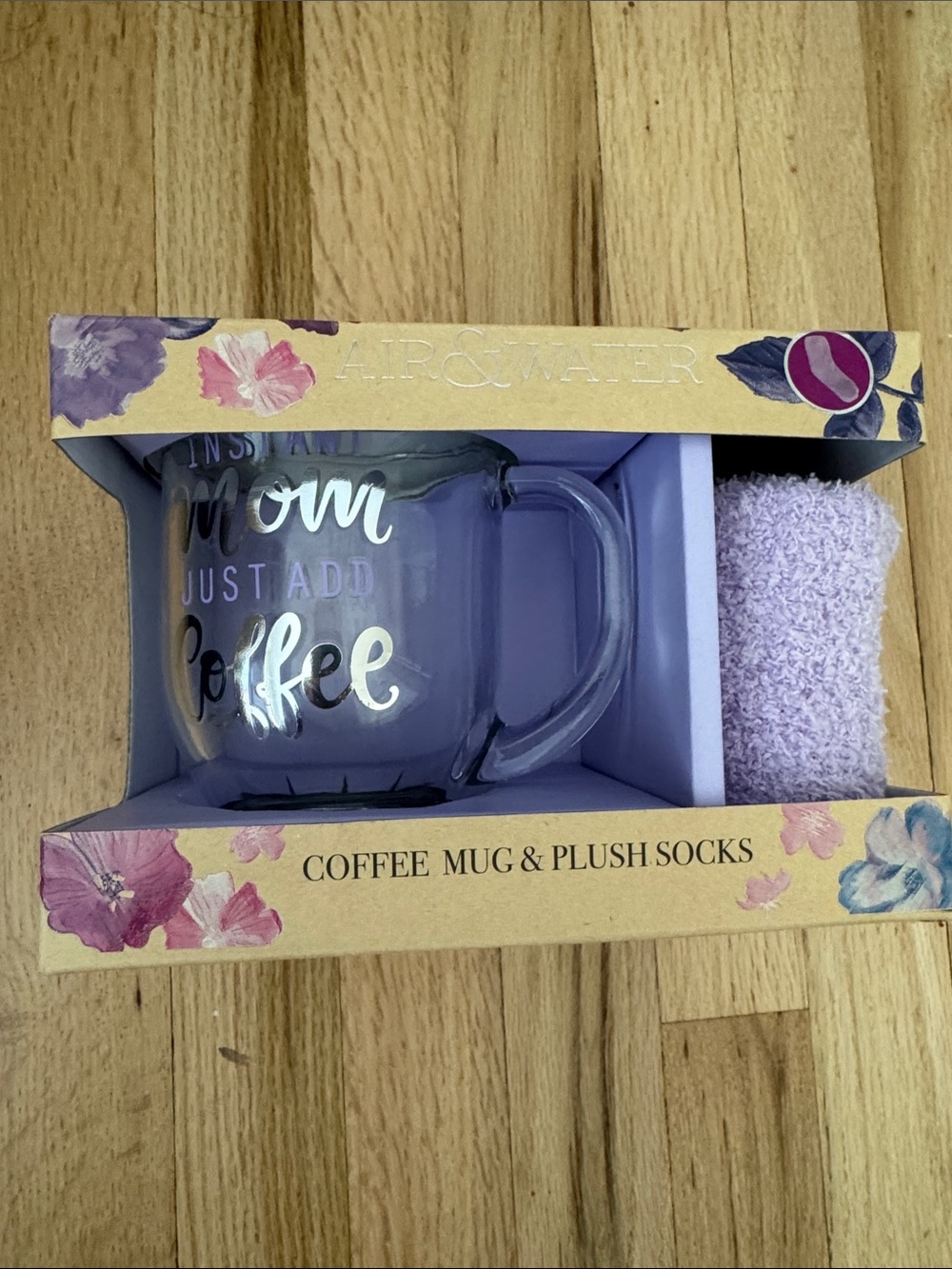 Glass Coffee Mug & Plush Socks Gift Set